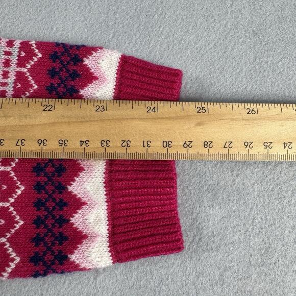 Talbots Petites LP Fair Isle Knit Cardigan Sweater Lambswool Blend Cottagecore - Picture 11 of 12